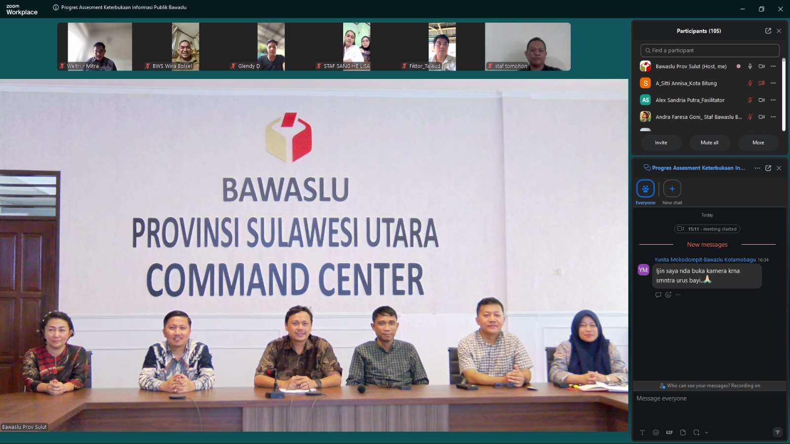 Komit Tingkatkan Keterbukaan Informasi, Bawaslu Kotamobagu Hadiri Rakor Asesmen KIP Bawaslu Sulut